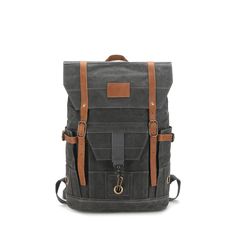 Waterproof Waxed Canvas Backpack for Travel Practical Travel Backpack, Outdoor Waterproof Leather Backpack, Outdoor Leather Waterproof Backpack, Functional Adventure Backpack With Adjustable Strap, Waxed Finish Standard Backpack For Travel, Waxed Finish Travel Backpack, Practical Waterproof Backpack For Adventure, Durable Functional Travel Backpack, Casual Rectangular Backpack For Adventure