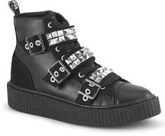 Emo Shoes Men, Alternative Style Boots With Grommets, High-top Lug Sole Boots For Concerts, High-top Concert Boots With Lug Sole, High-top Boots With Lug Sole For Concerts, Alternative Studded Boots For Concert, Studded Lace-up Platform Boots For Streetwear, Lace-up Platform Boots With Studded Outsoles For Streetwear, Lace-up Platform Boots With Studded Rubber Outsoles For Streetwear