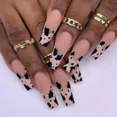 24pc- Cow Nails *Comes With Adhesive Press On Tabs, Mini Nail File, And Nail Stick Nail Art Bleu, Hari Valentine, Nagel Tips, Blue Nail Art, Nail Type, Manicure Diy, Fake Nails With Glue, Ballerina Nails, Girls Nails