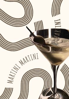 a martini glass with a spoon in it