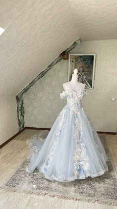 a dress is on display in an attic