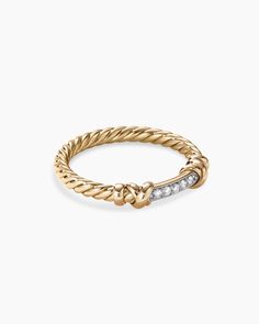 Petite Helena Wrap Band Ring in 18K Yellow Gold with Diamonds, 4mm Infinity Band Ring, Petite Jewelry, David Yurman Ring, Infinity Band, Hand Rings, Cable Bracelets, Braided Ring, Women's Rings, Rare Gemstones