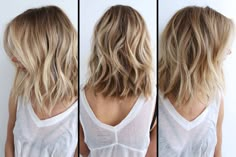 A six-month hair color!!! Never get roots. What??!! specialized "lived-in color" — a subtle, enduring way of highlighting your hair that is neither balayage nor ombré.....read on! Bob Lung, Choppy Bob Hairstyles, Shoulder Length Hair Cuts, Hair Color Balayage, Dark Blonde