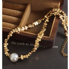 Style: Female Material: Titanium Steel, Imitation Pearl Pearl Type: Uncultured Pearl Color: White Pearl Shape: Round Necklace Length: 40+5cm Gold Beaded Clavicle Chain Necklace For Party, Gold Beaded Necklaces For Party With Clavicle Chain, Metal Pearl Necklace With Chain For Gifts, Metal Chain Pearl Necklace For Gift, Metal Pearl Necklace With Beaded Chain For Gift, Metal Beaded Chain Pearl Necklace As Gift, Pearl Necklace With Metal Chain For Gifts, Gift Pearl Necklace With Beaded Metal Chain, Gift Pearl Necklace With Metal Chain