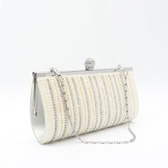 Pearl White Evening Clutch Bag, Pearl White Evening Clutch, Chic Pearl-embellished Clutch For Formal Occasions, Glamorous Pearl-embellished Evening Bag For Events, Luxury Pearl-embellished Clutch Evening Bag, Wedding Clutch Purse, Mini Hand Bag, Hand Bags For Women, Party Clutch