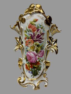 Antique Old Paris Porcelain Floral & Gilt Decorated 12" Vase In very nice original condition showing some typical age-appropriate wear from normal use, there is a small chip on one of the flower petals Please see photos for precise condition  12" highest 7-1/2" widest  5-1/4" deepest Paris Porcelain, Old Paris, Flower Petals, Ebay Seller, New Item, See Photo, Porcelain, Vase, Paris