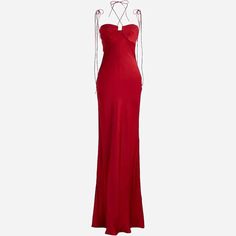 Love This Dress But I Bought It For A Wedding And The Color Isn’t Right. It Fits A Little Smaller Than A 22 In My Opinion But Is Beautiful And Would Be Great For A Fun Occasion Or Event. 100% Lenzing Ecovero Viscose. Side Zip. Lined Bodice. Dry Clean. Imported. Select Stores. Item Bw741 Red Tie Back Maxi Dress For Date Night, Red Fitted Dress With Tie Back, Red Tie Back Dress For Evening, Elegant Red Dress With Tie Back, Luxury Red Maxi Dress With Spaghetti Straps, Red Tie Back Dress For Formal Occasions, Elegant Red Tie Back Dress, Red Silk Dresses With Sweetheart Neckline, Red Silk Dress With Ruched Bodice