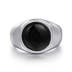 Wide 925 Sterling Silver Signet Ring with Onyx Stone in Sand Blast Finish Width 15.00 mm Thickness 5.00 mm Bandwidth 4.30 mm Size 10.00 Classic Black Rings With Polished Edges, Timeless Black Enamel Signet Ring, Timeless Black Round Jewelry, Black Signet Ring With Polished Finish, Sterling Silver Jewelry With Polished Edges, Classic White Gold Onyx Rings, Modern Black Dome Ring, Black Polished Round Band Rings, Formal Signet Ring With Polished Round Stone