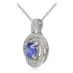 Wear the look of luxury and enjoy the vintage of elegance with this breathtaking 100 facets cubic zirconia necklace. The 100 facets transform the ordinary cubic zirconia stone into a brilliant jewel. This love knot necklace showcases a round blue violet CZ stone surrounded by smaller cubic zirconia stones and is crafted of platinum plated sterling silver. The total carat weight is 1.15ct. Product Details Metal Type sterling-silver Metal Stamp 925-sterling Weight 3.2GR Length 18IN Width 18.7MM He Cubic Zirconia Round Cut Necklace With Center Stone, Sapphire Necklace With Sparkling Stones For Anniversary, Anniversary Cubic Zirconia Necklace With Center Stone, Dazzling Necklace With Center Stone As Gift, Dazzling Necklace With Center Stone For Gift, Cubic Zirconia Necklace With Center Stone For Gift, Formal Cubic Zirconia Birthstone Diamond Necklace, Dazzling Cubic Zirconia Birthstone Necklace, Dazzling Cubic Zirconia Birthstone Necklaces