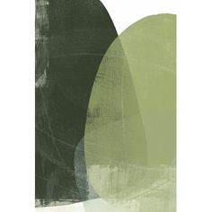 an abstract painting with green and black shapes