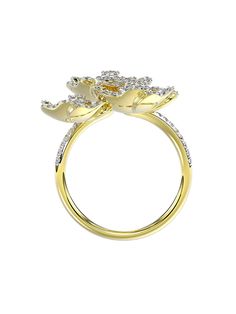 The Halo Flower Yellow Gold Ring features a yellow gold band set with natural diamonds and complete with a trio of yellow gold and natural diamond camellia-inspired flowers. Yellow Gold Wedding Ring In Flower Shape, Luxury Flower Shaped Rings With Single Cut Diamonds, Gold Flower Ring With Brilliant Cut, Formal Yellow Gold Diamond Ring With Flower Shape, Anniversary Yellow Gold Flower Ring With Single Cut Diamonds, Diamond Flower Ring With Single Cut Diamonds, Luxury Yellow Gold Flower Ring For Anniversary, Formal Yellow Gold Flower Shaped Diamond Ring, Luxury Flower Ring With Single Cut Diamonds