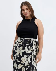 Cut to a classic straight silhouette, this midi wrap skirt from mango features, floral print, wrap design and back zip fastening. Wrap Midi Skirt, Midi Skirt Black, Midi Wrap Skirt, Christmas Nightwear, Joe Browns, Floral Wraps, Black Midi Skirt, Simply Be, Linen Skirt