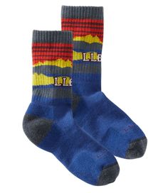 Great for everyday wear, our kids' wool-blend hiking socks are cushioned for extra comfort and made in the USA. Performance fit prevents slipping, bunching and blisters. 58% Merino wool/39% nylon/3% Lycra spandex blend includes responsibly sourced wool. Natural antimicrobial fibers repel bacteria and odor, wick moisture and dry quickly. Machine wash and dry. Seamless construction provides an ultra smooth, invisible feel. Fine-gauge knit for extra durability. Micro crew height falls just below th