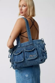 BDG Y2K Denim Tote Bag | Urban Outfitters Australia Clothes, Denim Purse, Diy Clothes Design, Denim Shoulder Bags, All Jeans, Carryall Tote, Denim Tote Bags, Denim Crafts, Y2k Denim