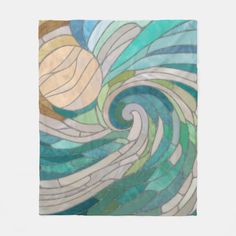 a square piece of stained glass with waves