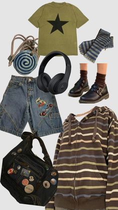 2000s Tomboy Fashion, Sharkcore Outfits, Retrocore Outfits, Bloquette Core Outfit, Skater Outfits Summer, Adventurecore Outfit, Silly Outfits, Peony Aesthetic, Silly Clothes