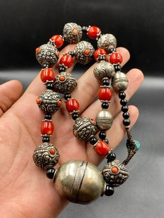 Amazing Ethnic Necklace Bamboo Coral Beaded Necklace With Large Moroccan Silver Bead and Beautiful Handmade Tibetan Silver Beads With Coral Necklace Weight : 118.8 grams Artisan Necklace With Round Beads For Festivals, Festival Necklaces With Large Round Beads, Festival Jewelry With Large Oval Beads, Polished Oval Beads Necklaces For Festival, Traditional Silver Beaded Bracelets For Festivals, Traditional Round Necklace With Large Beads, Festival Necklace With Polished Oval Beads, Festival Oval Polished Bead Necklaces, Traditional Necklace With Large Oval Beads