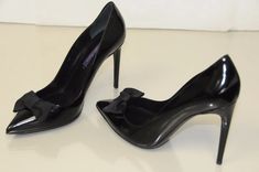 NEW RALPH LAUREN Purple Label Cemira Black Leather Bow Pumps Shoes Heels 40 41 | eBay Elegant Ralph Lauren Round Toe Heels, Elegant Ralph Lauren Party Heels, Ralph Lauren High Heels For Party, Ralph Lauren High Heels For Formal Occasions, Ralph Lauren Formal High Heels, Ralph Lauren Elegant Formal Heels, Elegant Ralph Lauren Formal Heels, Ralph Lauren Round Toe Heels For Party, Chic Ralph Lauren Heels For Formal Occasions