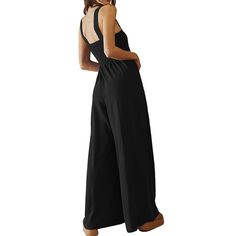 Black Sleeveless Oversized Wide Leg Jumpsuit Sleeveless Strapless Jumpsuit For Beach, Summer Strapless Solid Color Jumpsuit, Chic Sleeveless Jumpsuits And Rompers, Sleeveless Jumpsuits And Rompers For Leisure, Sleeveless Beach Jumpsuits And Rompers, Versatile Sleeveless Jumpsuits And Rompers, Versatile Sleeveless Solid Jumpsuits And Rompers, Versatile Sleeveless Jumpsuits And Rompers In Solid Color, Summer Strapless Sleeveless Jumpsuit For Day Out