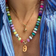 This eye-catching necklace features a rainbow of opal, chrysocolla, chalcedony and moonstone. With turquoise spaced between each chunky gemstone, it is just a dream combination, creating a fun and lively look. Finished with 14K gold rondelles, this piece will add a hint of sophistication. Layer on additional chains and Colorful Necklace Beads, Chunky Gemstone Necklace, Handmade Beaded Necklaces Design, Chunky Necklace Outfit, Unique Jewelry Inspiration, Summer Jewelry Diy, Necklace Trends, Gem Stone Necklace, Gold Gemstone Necklace