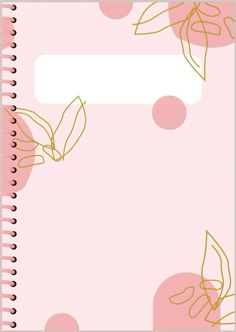 a pink notebook with gold leaves and dots on the cover is blank for your text