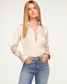 SANDSTONE|1 Button Down Women, Ramy Brook, Madison Avenue, Button Down Blouse, New Wardrobe, Clothing For Women, Wardrobe Staples, In Design, Button Downs