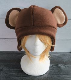 Monkey Fleece Hat Animal Hat Patterns To Sew, Cheap Flat-brim Hat For Fan Merchandise, Wurm Hat Pattern, Ghetsis Hat, Fleece Hats Patterns, Cheap Cat Design Hats One Size Fits Most, Cheap Cute Knit Hats, Kids Silly Hat, Cheap One Size Fits Most Hats With Cat Design