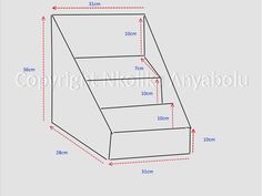 an image of a stair case with measurements for the steps and widths on each side