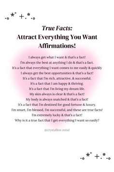 a poem with the words attract everything you want to know about affirmations