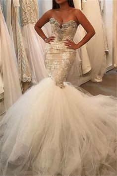 Glamorous Fit and Flare Tulle Wholesale Wedding Dresses Lace Sweetheart Crystal Bridal Gowns-Ballbella Lace Sweetheart Wedding Dress, Wedding Dresses Sweetheart, How To Dress For A Wedding, Wedding Dresses Mermaid Sweetheart, Sell Dresses, Sweetheart Wedding Dress, Mermaid Wedding Dresses, Lace Mermaid Wedding Dress, A Wedding Dress