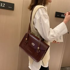 Specification: Material: PU leather Size: 26*19*9 cm / 10.24*7.48*3.54 inch Color: Dark brown, Light brown,Black Straps: 1 Usage: Shoulder Bag, Handbag Pattern: Solid color Applicable: Women Occasions: Casual, Daily, Shopping, Travel Package: Anti-flattening filler and protective bubble bag Note: Please allow 1-3cm measuring deviation due to manual measurement. [23y 9m 15d] Academia Bag, Dark Academia Bag, Spring Purses, Mode Chanel, Over The Shoulder Bags, Vintage Shoulder Bag, Shoulder Bags For Women, Trending Handbag, Pretty Bags