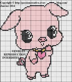 a cross stitch pattern with an image of a pink pig