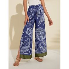 Season:Summer; Fabric:Terylene; Look After Me:Machine wash; Gender:Women's; Style:Vacation,Paisley; Fit Type:Loose Fit; Waistline:Natural; Pattern:Boho Paisley Damask; Design:Printing,Elastic Waistband,Split Ends; Brand:Ador; Pants Type:Wide Leg Pants; Fly Type:Elasticity; Listing Date:04/10/2024; Production mode:External produce; Hips:; Waist:; Fit US Size:; Fit UK Size:; Pants Length:Maxi; Pant Length:; Looseness:Loose Fit; Inclusion:Elasticated Waistband Damask Design, Boho Paisley, Linen Shop, Fabric Sale, Pantalon Large, Womens Black Dress, Type Of Pants, Split Ends, Pant Length