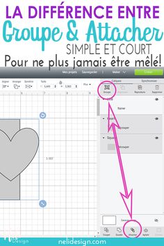 an image of a heart in the middle of a screen with text that reads la differnce entre groupe & attacher simple