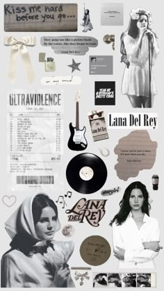 the collage is made up of many different items and things that are in black and white