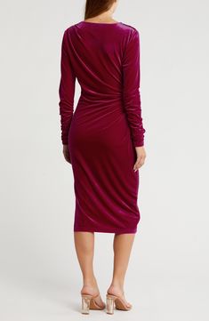 Layer and accessorize this smart velvet dress however you want for a look that easily switches from the 9-to-5 to after-hours-ready in seconds. 47 1/2" length (size 6) Boat neck Long sleeves Lined 96% polyester, 4% spandex Dry clean Imported Velvet Midi Dress, Daytime Dresses, Velvet Dress, Dark Pink, Sam Edelman, Boat Neck, Sundress, Nordstrom Rack, Dress Outfits