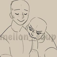 a drawing of two people with their eyes closed and one person holding the other's head