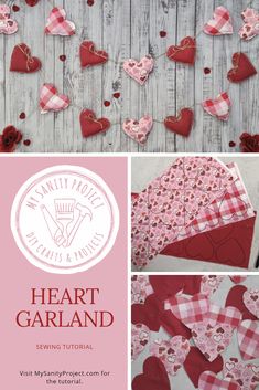 the heart garland is made with red and pink fabric