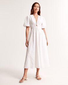 Women's Tie-Front Textured Maxi Dress | Women's Dresses & Jumpsuits | Abercrombie.com Family Pic Outfit Ideas, Textured Maxi Dress, Bridal Wardrobe, Abercrombie And Fitch Dresses, Family Pic, Dress Flowy, Women's Tie, Short Sleeve Maxi Dresses, Wardrobe Accessories