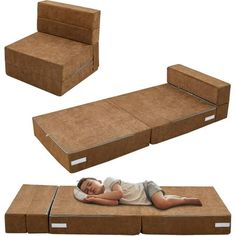 The Lilypelle 3in1 Kids's Fold-Out Couch Bed is the ultimate versatile solution for your little ones comfort and playtime! Made with high-density foam and soft polyester fabric, it offers a cozy space that doubles as a floor mattress, sofa, and play couch. Perfect for reading, napping, or play, its ideal for any room in the house. The removable, machine-washable cover makes cleaning a breeze, while its foldable design allows for easy storage and portability, complete with a handy storage bag. Pl Low Shelving, Vw Buzz, Camping Platform, Diy Daybed, Sofa Dimension, Floor Couch, Foldable Mattress, Folding Mattress, Folding Sofa Bed