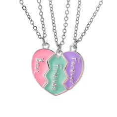 PRICES MAY VARY. This matching heart necklace is made of alloy, safe and durable, and the color on the surface is bright and not easy to fade Pendant size: 2.8*2.8cm/1.1*1.1inch; Chain length is 18 inch + 2 inch extension, suitable for most ages people Best friends have different personalities that sync up and make the best friendship ever. Celebrate your friendship with these BFF necklaces that stick together just like you three Our set includes 3 pcs heart-shaped necklace with magnetic connect Cool Bff Necklaces, Magnetic Friendship Necklaces, Bff Necklaces For Three, Friendship Necklaces For 3 Friends, Bff Necklaces For 2, Necklace Best Friends, Close Friendship, Bestie Board, Chain Clothing