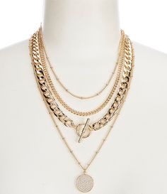 Cheap Multi-strand Gold-tone Necklace, Cheap Double Strand Chain Necklaces, Layered Gold Jewelry, Triple Layer Necklace, Layered Necklace Set, Gold Long Necklace, Necklace Clasps, Gold Necklace Layered, Mother Of Bride