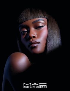 MAC -- Mineralized Skinfinish, Spring 2016 Beauty Shoot Black Women, Mac Cosmetics Campaign, Black Makeup Editorial, Editorial Makeup Dark Skin, Natural Editorial Makeup Black Model, E.l.f. Cosmetics