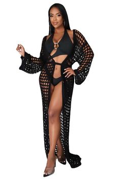 Get ready to slay at the beach or pool with Pool Side Fun 2.0- Cover Up Kimono! Made with netted material, this stylish coverup is perfect for summer fun. Its loose fit allows for versatility as a kimono or swimsuit coverup. Don't just cover up, stand out! Kimono Crochet, Cover Up Kimono, Crochet Kimono, Chic Summer Style, Kimono Sweater, Crochet Cover Up, Pool Side, Curvy Dress, Long Maxi