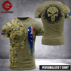 Personalized Australian army Tshirt WAM Easy 30 day return policy Military Style Crew Neck T-shirt For Streetwear, Khaki Military Crew Neck Top, Green Military Crew Neck Top, Camouflage Crew Neck T-shirt With Letter Print, Green Military Crew Neck T-shirt, Green Military Style T-shirt With Crew Neck, Green Military Style Crew Neck T-shirt, Green Military Style Tops With Graphic Print, Military Crew Neck T-shirt For Streetwear