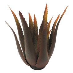 Copper Metal Aloe Plant Statue, 19" Metal Garden Flowers, Metal Flowers Garden, River Rock Garden, Rock Cactus, Plant Outdoor, Outdoor Garden Statues, Landscaping Inspiration, Yard Ornaments, Aloe Plant