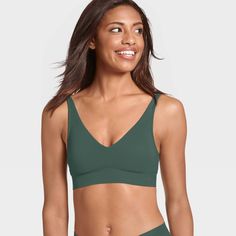 Even better than the light and luxurious feeling of the Jockey Generation™ Eco Seamfree Rib Deep V Bralette is knowing it’s made from 75% recycled nylon to reduce landfill waste and help protect our planet. The soft, stretchy rib knit glides smoothly over your curves, while the wide, jersey underband lends natural-looking, gentle uplift and comfortable, wire-free support. And because it’s Seamfree, it won’t show under your more fitted fashions. Like every Jockey Generation™ product, this bralett Seamless V-neck Bra For Yoga, Seamless V-neck Yoga Bra, Yoga Seamless V-neck Bra, Elevated Essentials, Flatten Tummy, Landfill Waste, Comfortable Bras, Black Bralette, Together Forever