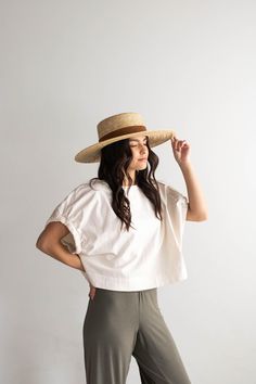 Capri Medium Straw Boater Hat - Natural - GIGI PIP Gigi Pip, Straw Boater Hat, Straw Boater, Boater Hat, Wheat Straw, Halo Style, Wearing A Hat, Stylish Hats, Hat Band