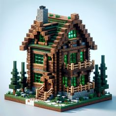 a very nice looking house made out of wood and green glass windows on the front