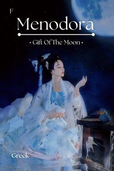 a woman sitting on top of a table in front of a blue moon with the caption, gift of the moon